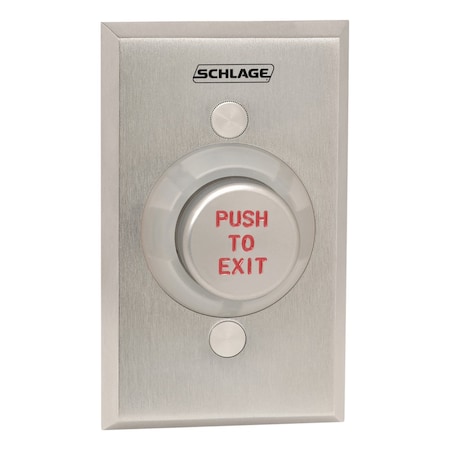 1-1/4-in Button, Single Gang, Aluminum Button Engraved -inPUSH TO EXIT-in, Double Pole Double Throw